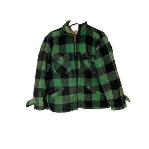 VTG Roomy Richard Men's 60s Green Buffalo Green Plaid Wool Mackinaw Jacket Sz 48